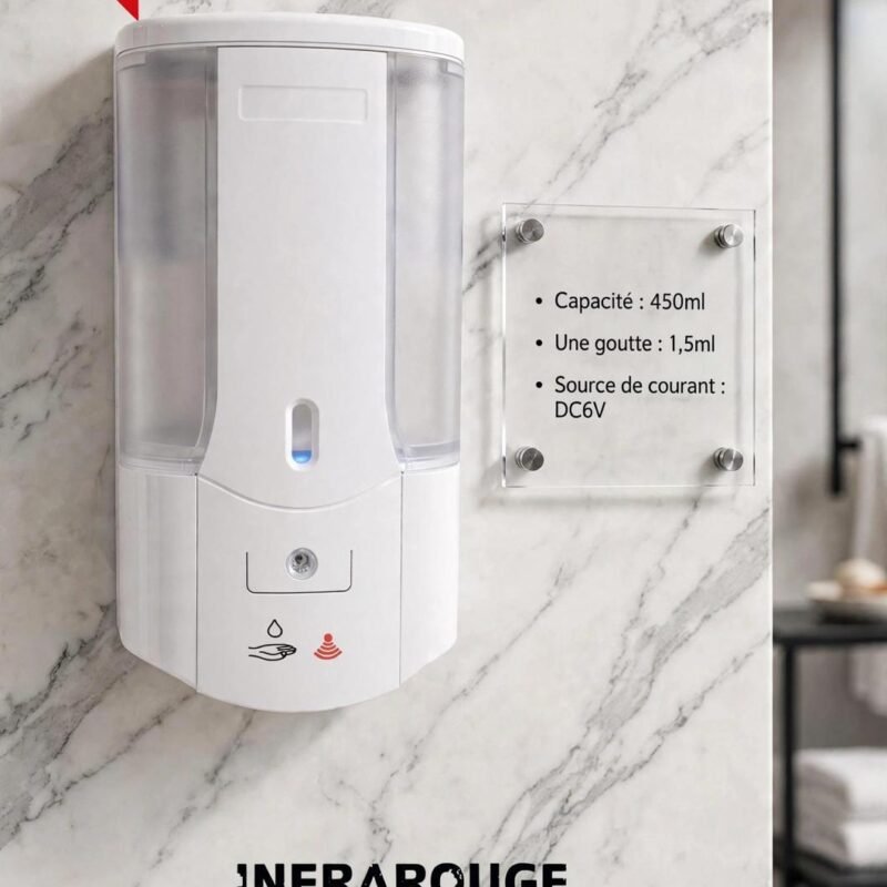Distributeur de Savon Automatique Mural à Détection Infrarouge (450 ml)