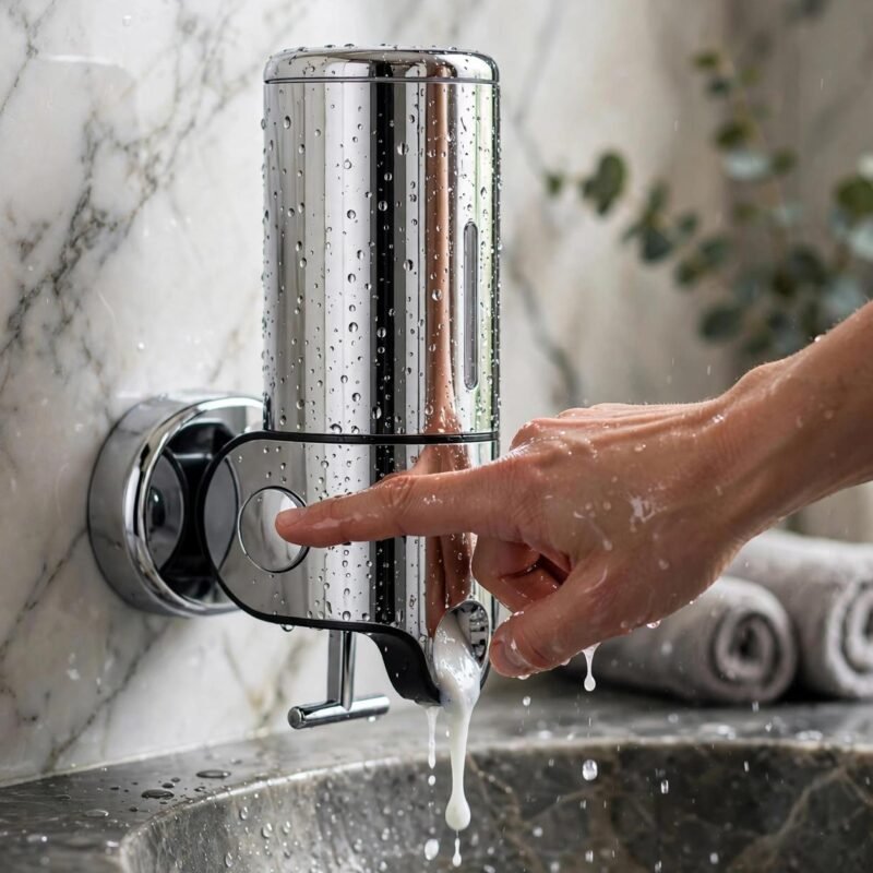 Distributeur de Savon Mural en Chromé – Design Élégant & Ergonomique